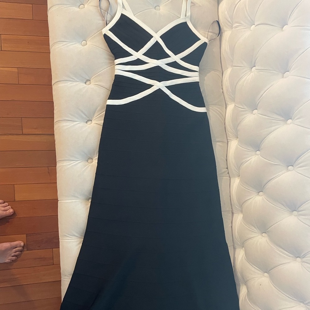 Herve Leger black and white gown